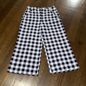 New York And Company Gingham Dress Wide Leg Capri Pants With Pockets 14 Tall